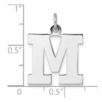 Large Sterling Silver Rhodium-plated Block Letter M Initial Charm - Image 4