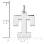 Large Sterling Silver Rhodium-plated Block Letter T Initial Charm - Image 4