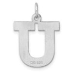 Large Sterling Silver Rhodium-plated Block Letter U Initial Charm - Image 3