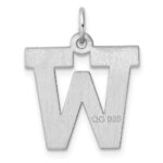 Large Sterling Silver Rhodium-plated Block Letter W Initial Charm - Image 3