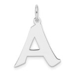 Small Sterling Silver Rhodium-plated Artisan Block Letter A Initial Charm