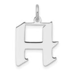 Small Sterling Silver Rhodium-plated Artisan Block Letter H Initial Charm