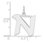 Small Sterling Silver Rhodium-plated Artisan Block Letter N Initial Charm - Image 4