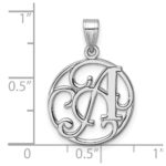 Small Sterling Silver Rhodium-plated Fancy Script Letter A Initial Pendant - Image 4