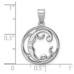 Small Sterling Silver Rhodium-plated Fancy Script Letter C Initial Pendant - Image 4