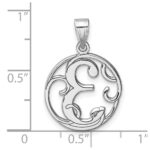 Small Sterling Silver Rhodium-plated Fancy Script Letter E Initial Pendant - Image 4