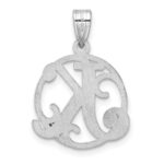 Small Sterling Silver Rhodium-plated Fancy Script Letter K Initial Pendant - Image 3