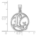 Small Sterling Silver Rhodium-plated Fancy Script Letter L Initial Pendant - Image 4