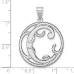 Large Sterling Silver Rhodium-plated Fancy Script Letter C Initial Pendant - Image 4