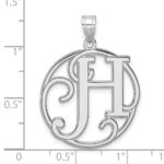 Large Sterling Silver Rhodium-plated Fancy Script Letter H Initial Pendant - Image 4