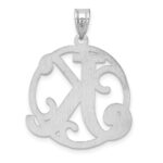 Large Sterling Silver Rhodium-plated Fancy Script Letter K Initial Pendant - Image 3