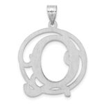 Large Sterling Silver Rhodium-plated Fancy Script Letter Q Initial Pendant - Image 3