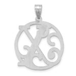 Large Sterling Silver Rhodium-plated Fancy Script Letter X Initial Pendant - Image 3