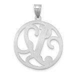 Large Sterling Silver Rhodium-plated Fancy Script Letter Y Initial Pendant - Image 3