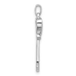 Sterling Silver Rhodium-plated Polished Criss Cross CZ Heart Key Pendant - Image 2
