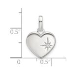 Sterling Silver E-coated CZ Heart Pendant - Image 4