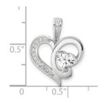 Sterling Silver Rhodium-plated CZ Heart Pendant - Image 4