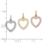 Sterling Silver Rhodium-plated Gold and Rose-tone CZ 3 Hearts Pendant - Image 4