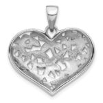 Sterling Silver Rhodium-Plated Polished Flower Heart Pendant - Image 3