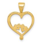 Sterling Silver Gold-tone Polished CZ Two Hearts In Heart Pendant - Image 3