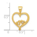Sterling Silver Gold-tone Polished CZ Two Hearts In Heart Pendant - Image 4