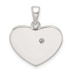 Sterling Silver Rose-tone Polished and Glitter Fabric CZ Heart Pendant - Image 3