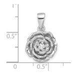 Sterling Silver Rhodium-plated CZ Flower Pendant - Image 4