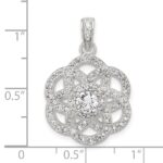 Sterling Silver E-coated CZ Flower Pendant - Image 4