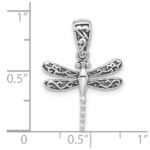 Sterling Silver Rhodium-plated Oxidized Dragonfly Pendant - Image 4