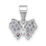 SS Rhodium and Blk Rh-plated Blue Nano Crystal /.02Lab Cr. Ruby Pendant - Image 3