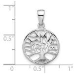 Sterling Silver Rhodium-plated Round Tree of Life Pendant - Image 4
