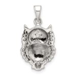 Sterling Silver Polished and Antiqued Owl Pendant - Image 3