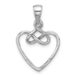 Sterling Silver Rhodium-Plated Polished Fancy Open Heart Pendant - Image 3