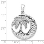 Sterling Silver Rh-Plated Polished Palm Tree with Crescent Moon Pendant - Image 4