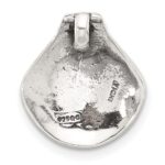 Sterling Silver Polished and Antiqued Synthetic Pearl Seashell Chain Slide - Image 3