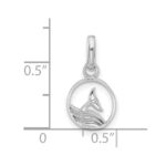 Sterling Silver Rhodium-plated Whale/Dolphin Tail Circle Pendant - Image 4