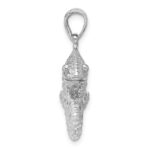Sterling Silver Rhodium-plated Polished and Textured 3D Chameleon Pendant - Image 2