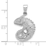 Sterling Silver Rhodium-plated Polished and Textured 3D Chameleon Pendant - Image 5