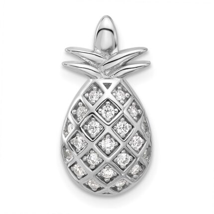 Pure Fire Sterling Silver Rhod-plated CZ Pineapple Pendant
