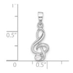 Sterling Silver Rhodium-plated CZ Treble Clef Pendant - Image 4