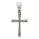 Sterling Silver Antiqued Solid Textured Latin Cross Pendant