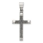 Sterling Silver Antiqued Solid Textured Cross Pendant