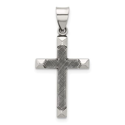 Sterling Silver Antiqued Solid Textured Cross Pendant
