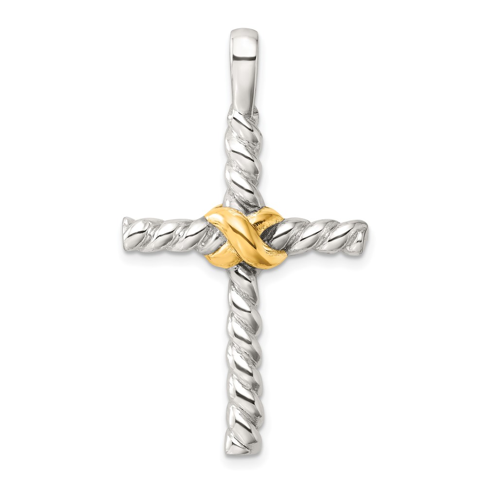 QC11399.jpg Sterling Silver and Gold-tone Polished Cross Pendant - Image 1