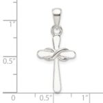 Sterling Silver Polished White Enamel Infinity Cross Pendant - Image 4