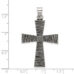 Sterling Silver Antiqued Solid Textured Cross Pendant - Image 4