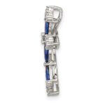 SS Flash Platinum-plated Synthetic Blue Spinel and CZ Cross Chain - Image 2