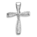 Sterling Silver Rhodium-plated CZ Cross Pendant Slide - Image 3