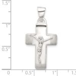 Sterling Silver Satin and Polished Crucifix Cross Pendant - Image 4