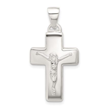 Sterling Silver Polished Crucifix Cross Pendant